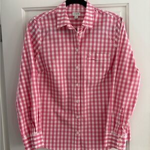 J. Crew Pink Gingham women’s button down Shirt size medium